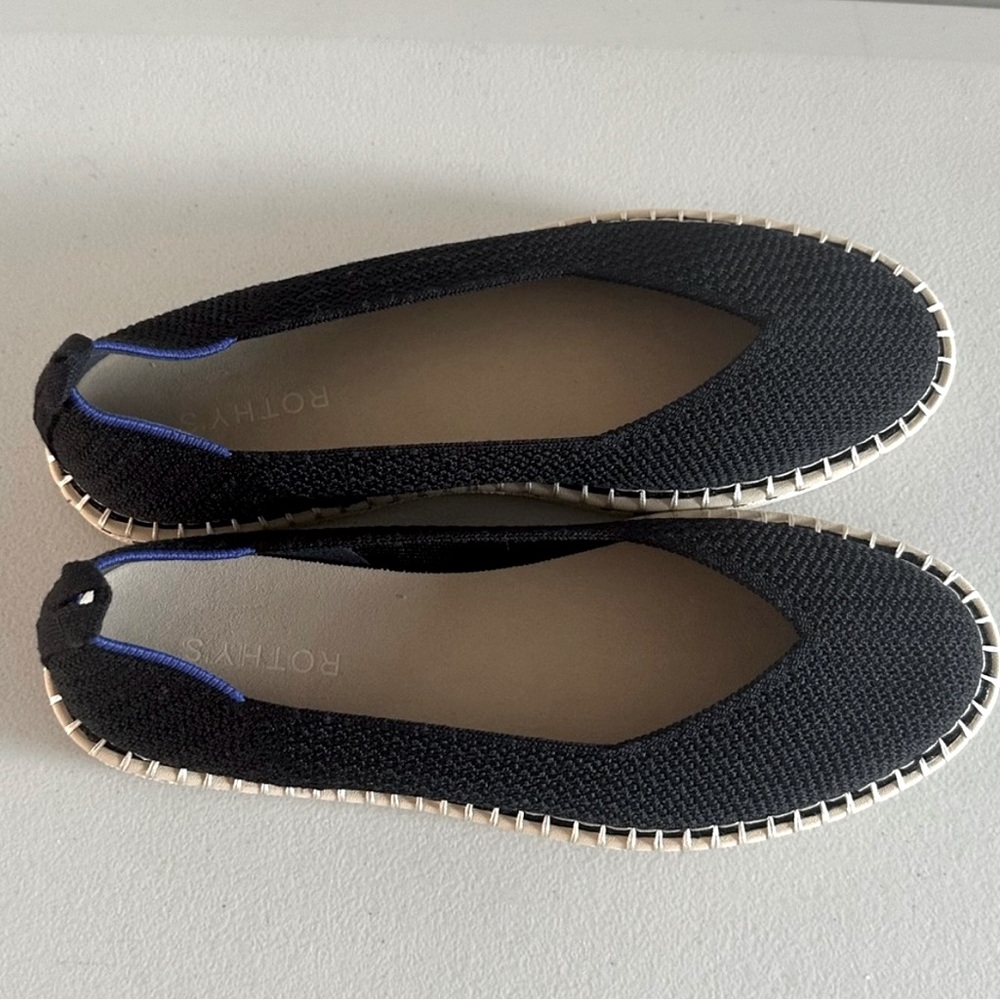 Rothy's Black Espadrilles with Blue Accents